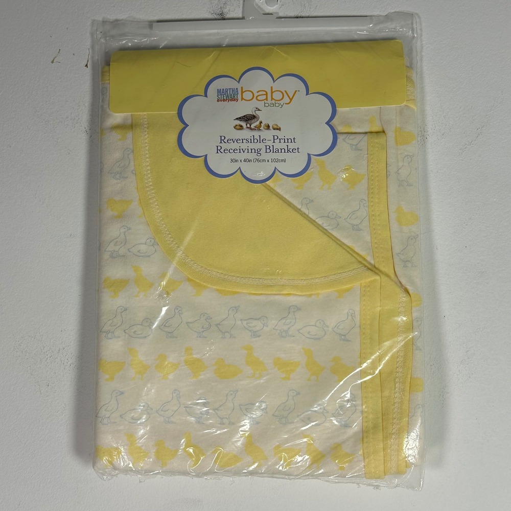 Martha Stewart Everyday Baby Reversible Duck Receiving Blanket vintage 30x40